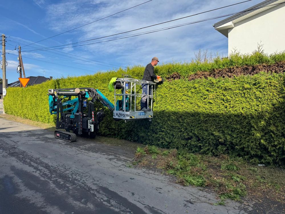 Podnośnik koszowy przy kominie